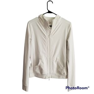 Zella White Workout Athletic Zip Up Hoodie Track Jacket Size Medium